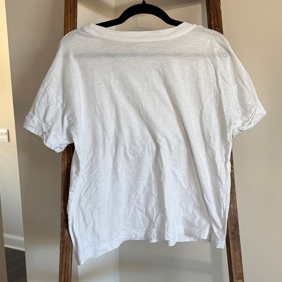 LOFT White Short Sleeve Top with Button Accents - Picture 4 of 4